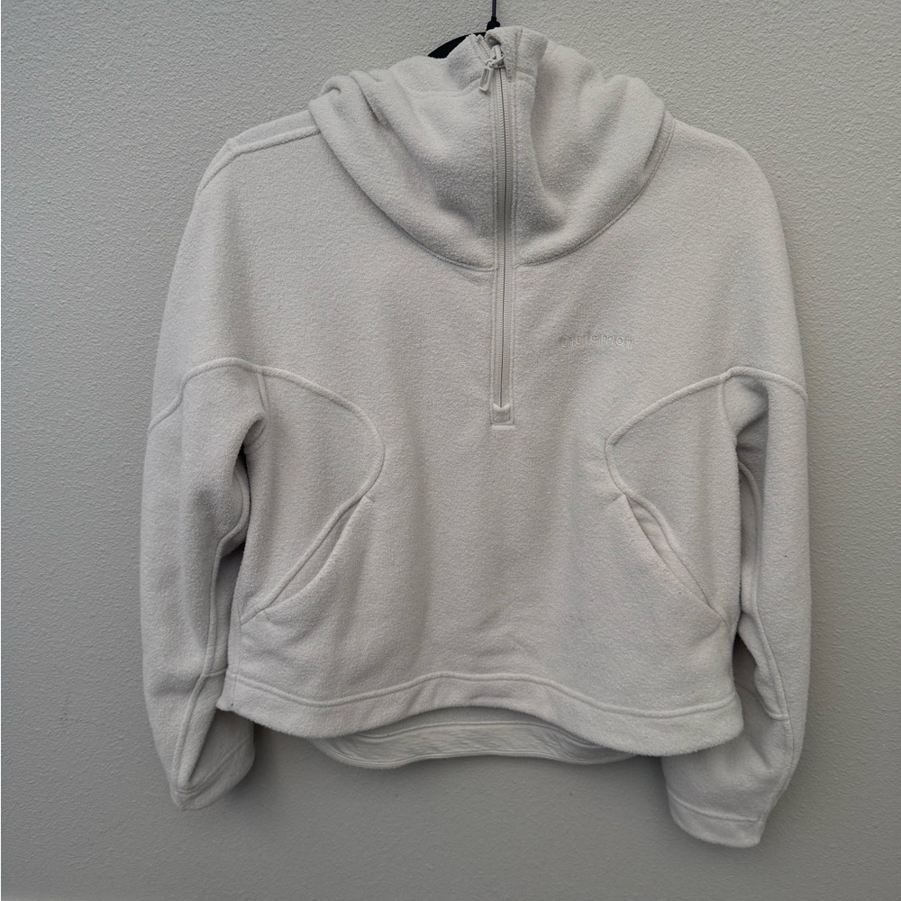Lululemon Looped Terry Fleece Half-Zip Hoodie in 
Bone, 6 - Picture 3 of 6